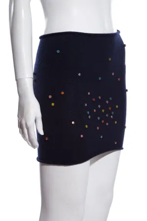 Chanel Confetti Cashmere Navy Skirt SZ 34