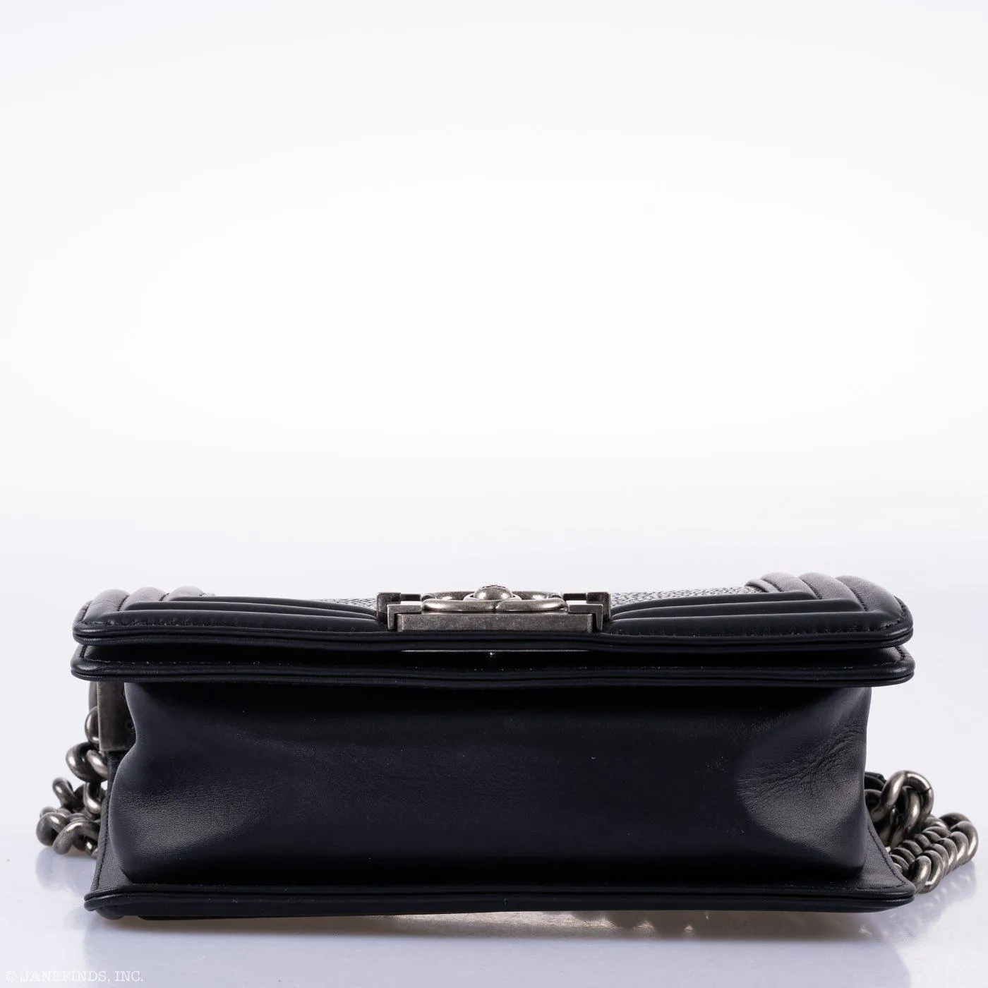 CHANEL Galuchat Stingray Small Boy Flap Black Bag