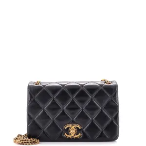 CHANEL On And On Full Flap Bag Quilted Lambskin Mini