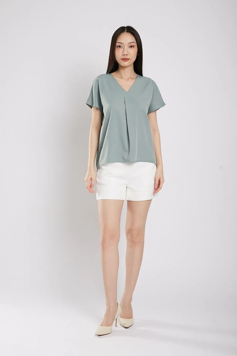 Charlita Basic Top in Sage