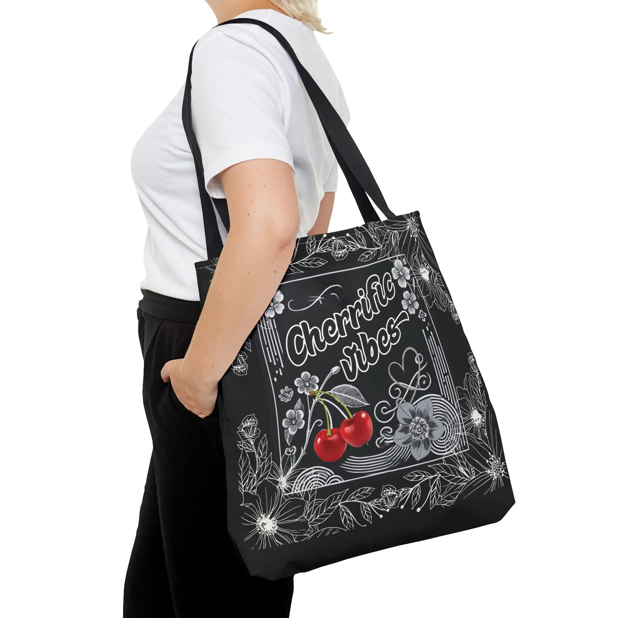 Chic Cherry Vibes Tote Bag - Cherri-fic Eco-Friendly Carryall, Stylish Reusable Shopping Bag, Cute Aesthetic Tote for Everyday Casual Use