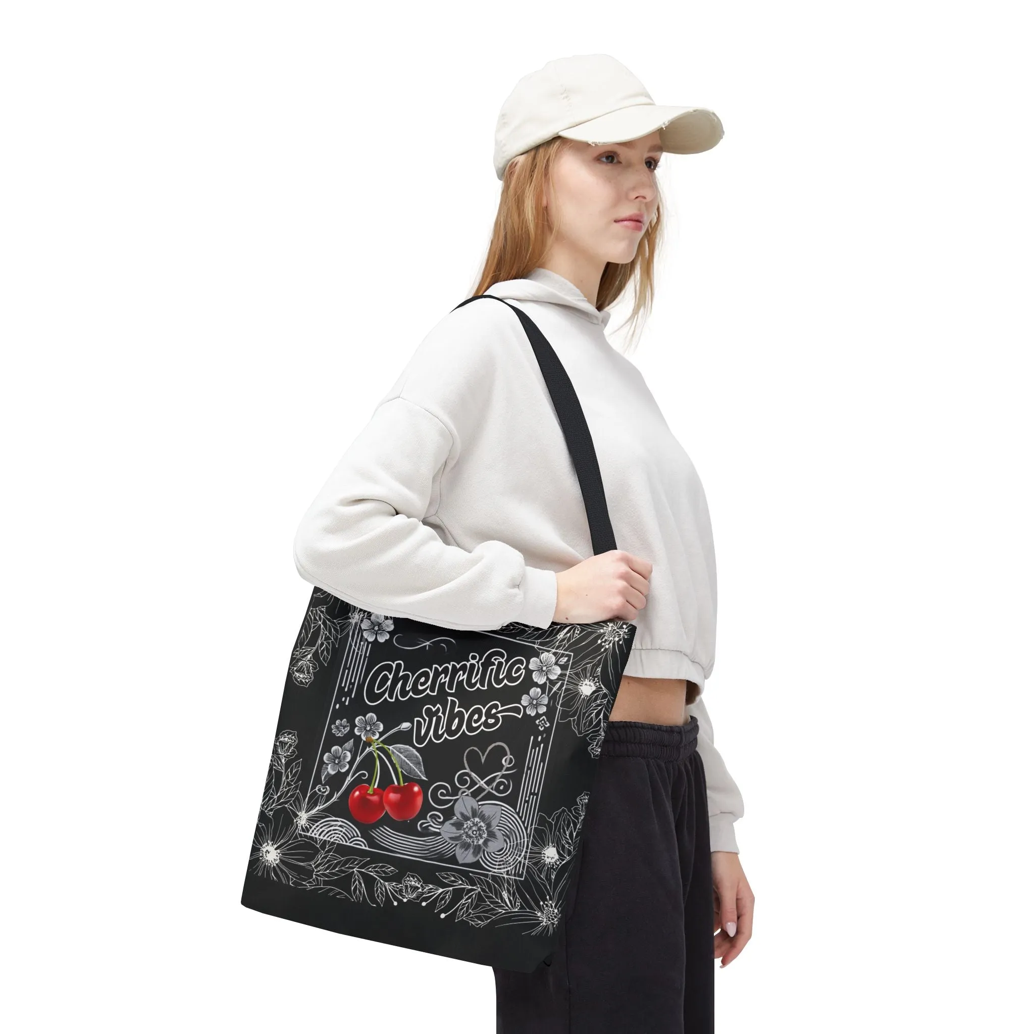 Chic Cherry Vibes Tote Bag - Cherri-fic Eco-Friendly Carryall, Stylish Reusable Shopping Bag, Cute Aesthetic Tote for Everyday Casual Use