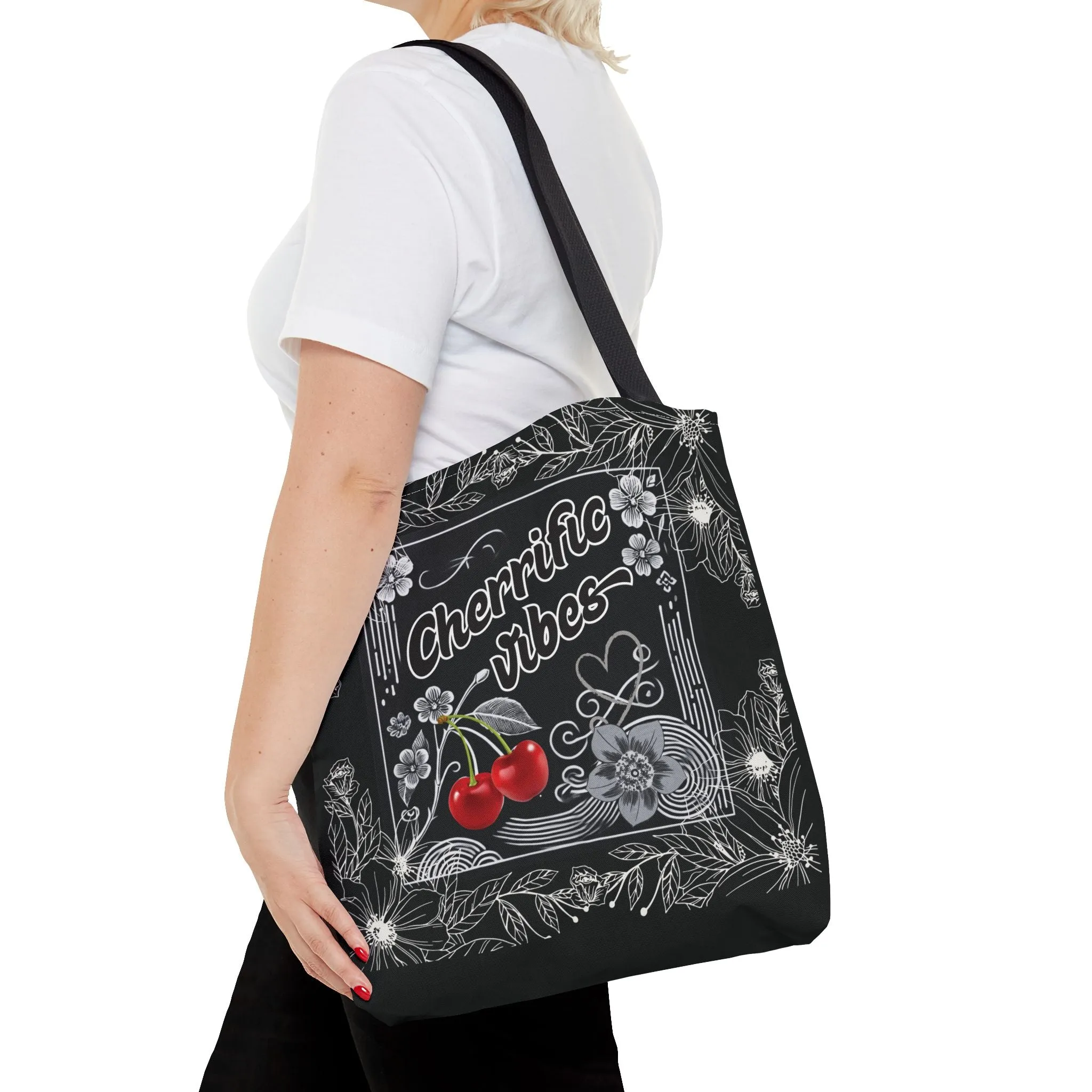 Chic Cherry Vibes Tote Bag - Cherri-fic Eco-Friendly Carryall, Stylish Reusable Shopping Bag, Cute Aesthetic Tote for Everyday Casual Use
