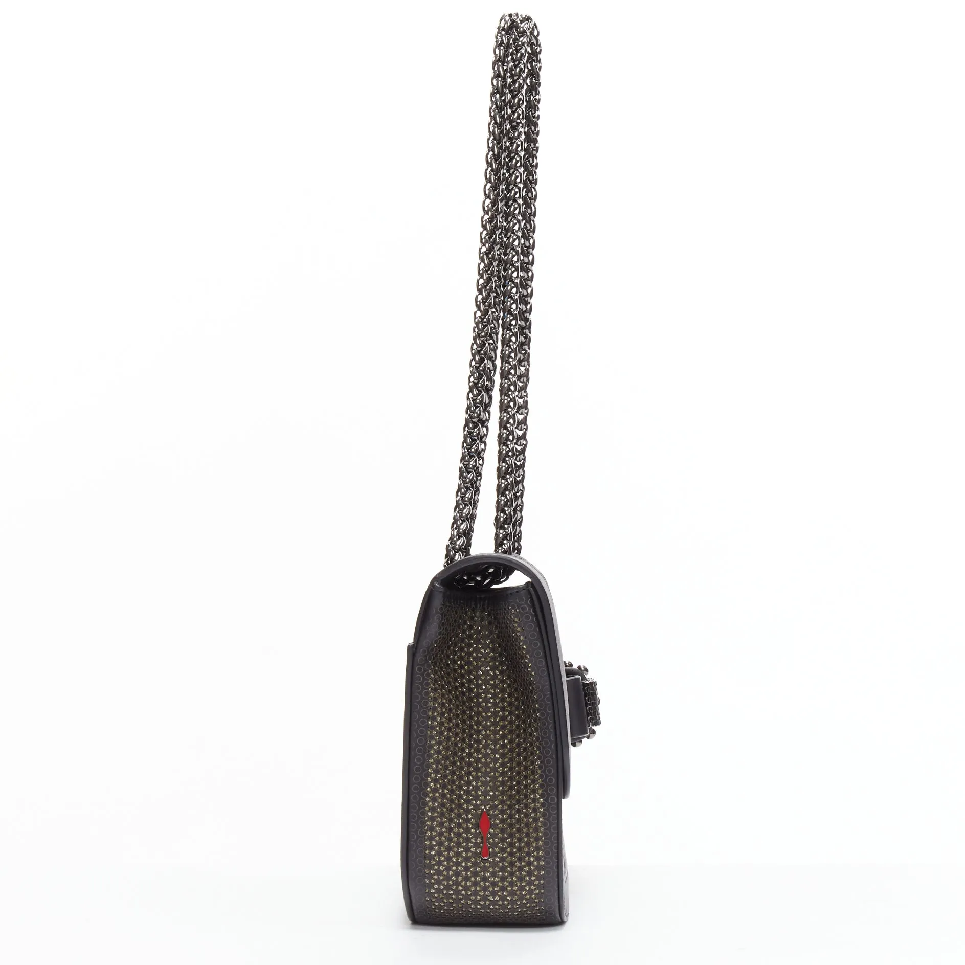 CHRISTIAN LOUBOUTIN Sweet Charity black gold glitter lasercut flap shoulder bag