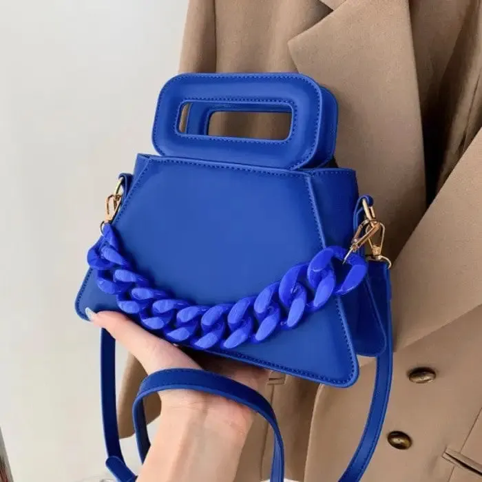 Chunky Chain Faux Leather Crossbody Bag