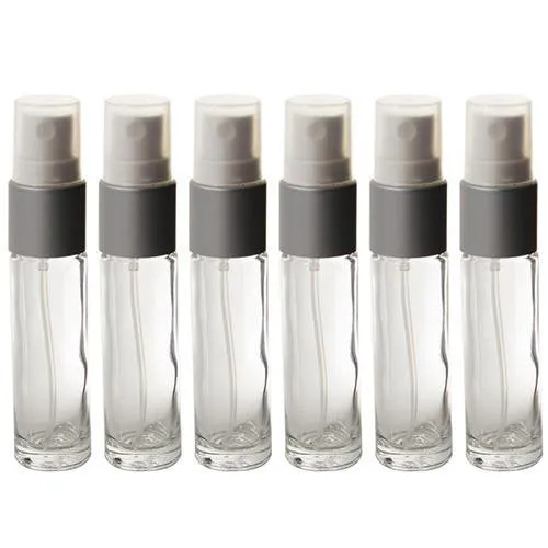 Clear Plastic Perfume Bottle with Silver Fine Mist Spray - .33 oz / 10 ml