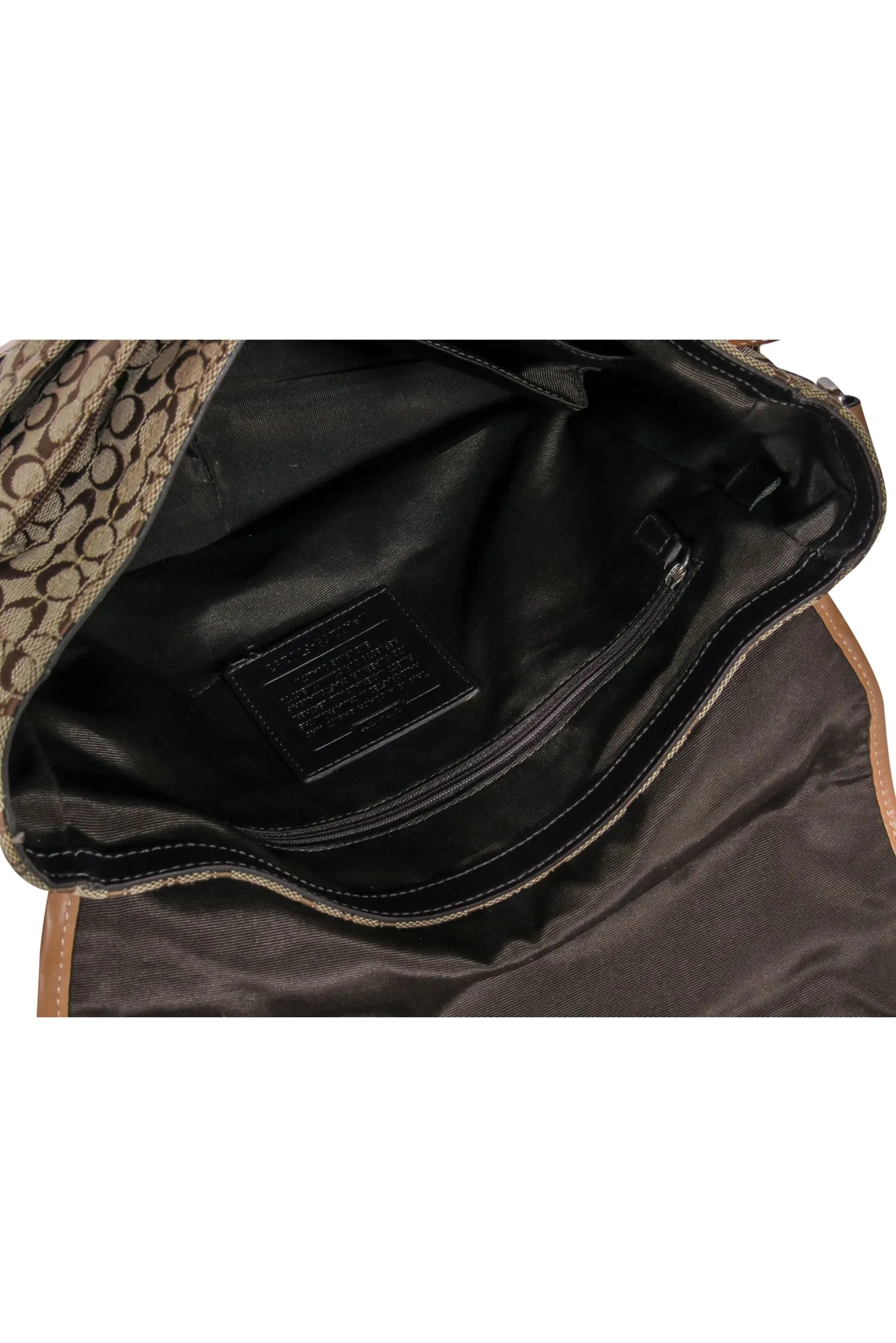 Coach - Tan Canvas & Leather Monogram Print Fold-Over Messenger Bag