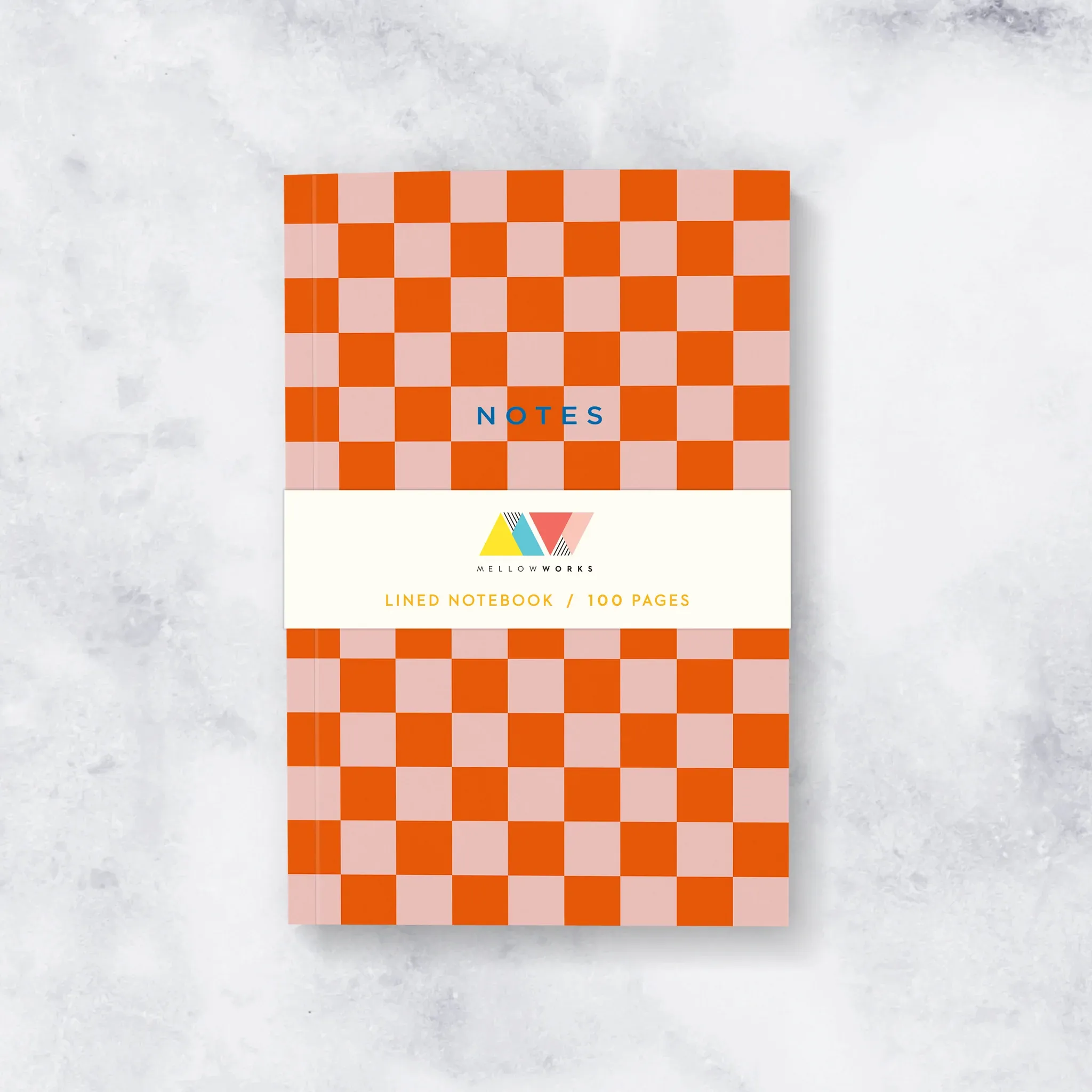 Coral Checkerboard Notebook - Lined Pages
