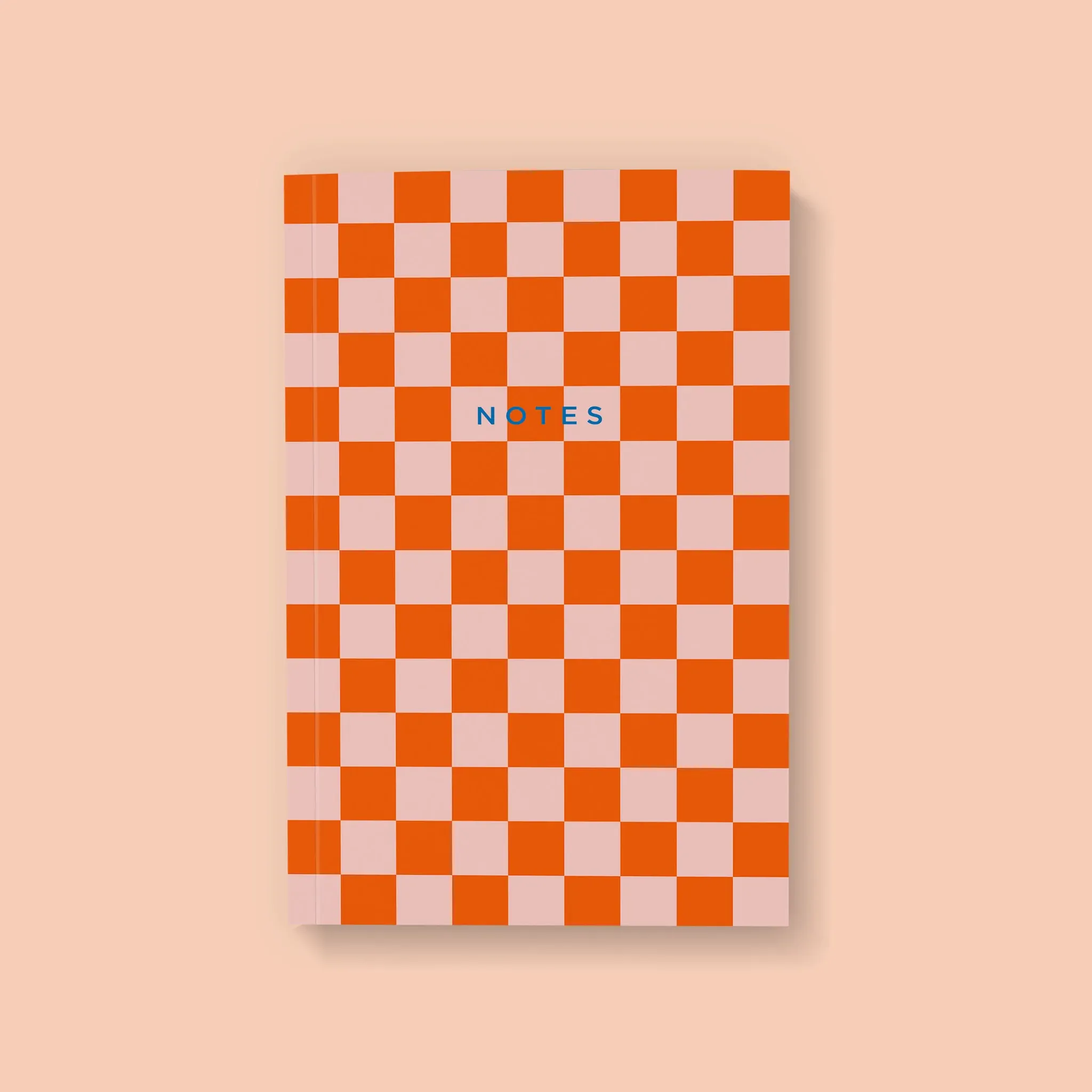 Coral Checkerboard Notebook - Lined Pages
