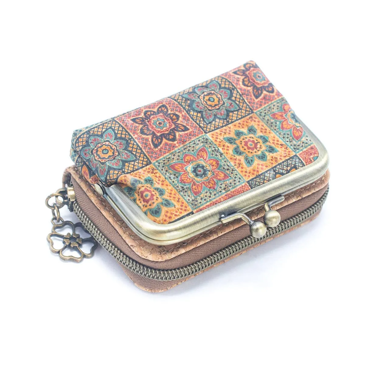 Cork card Wallets with Floral Print Patterns Purse BAGF-037