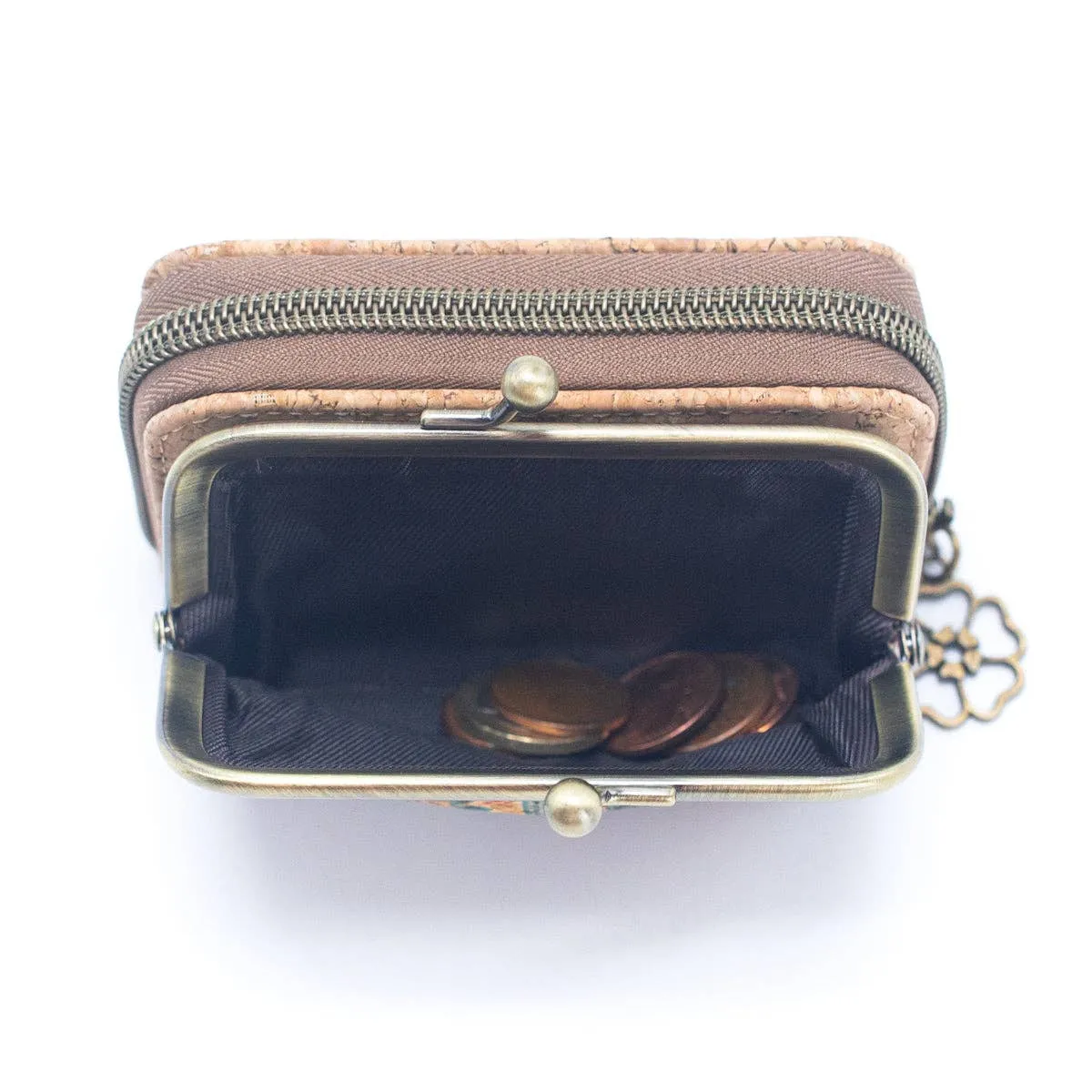 Cork card Wallets with Floral Print Patterns Purse BAGF-037
