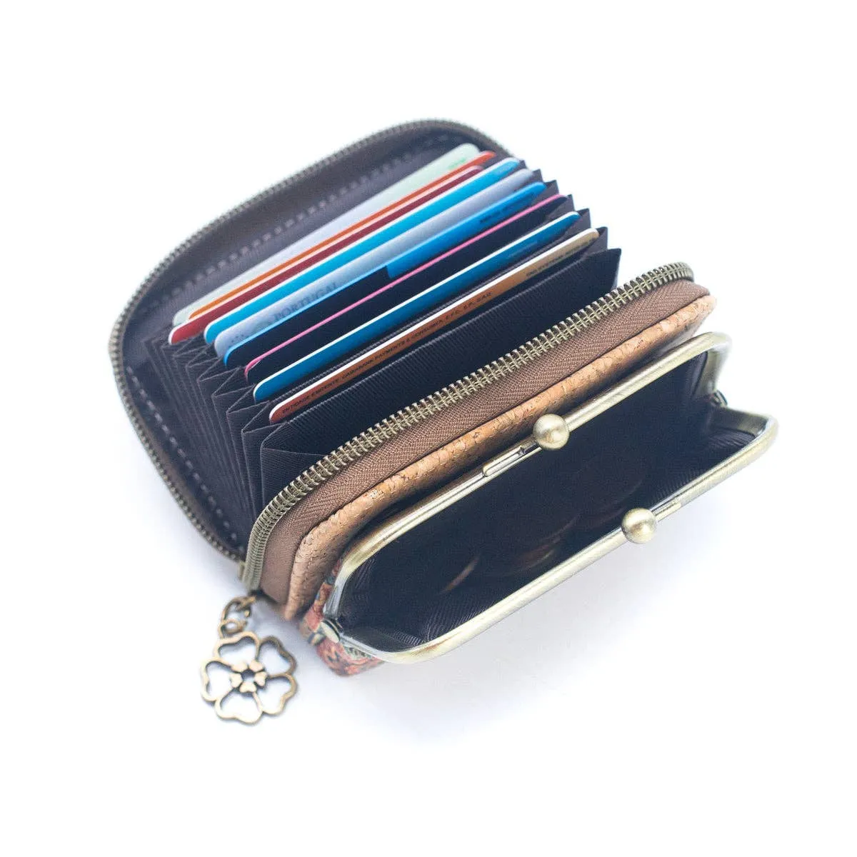 Cork card Wallets with Floral Print Patterns Purse BAGF-037