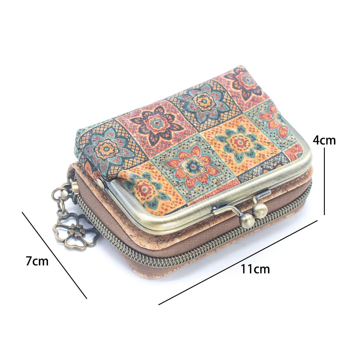 Cork card Wallets with Floral Print Patterns Purse BAGF-037