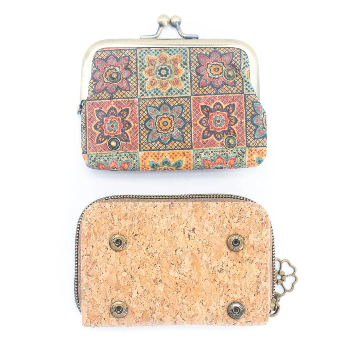 Cork card Wallets with Floral Print Patterns Purse BAGF-037