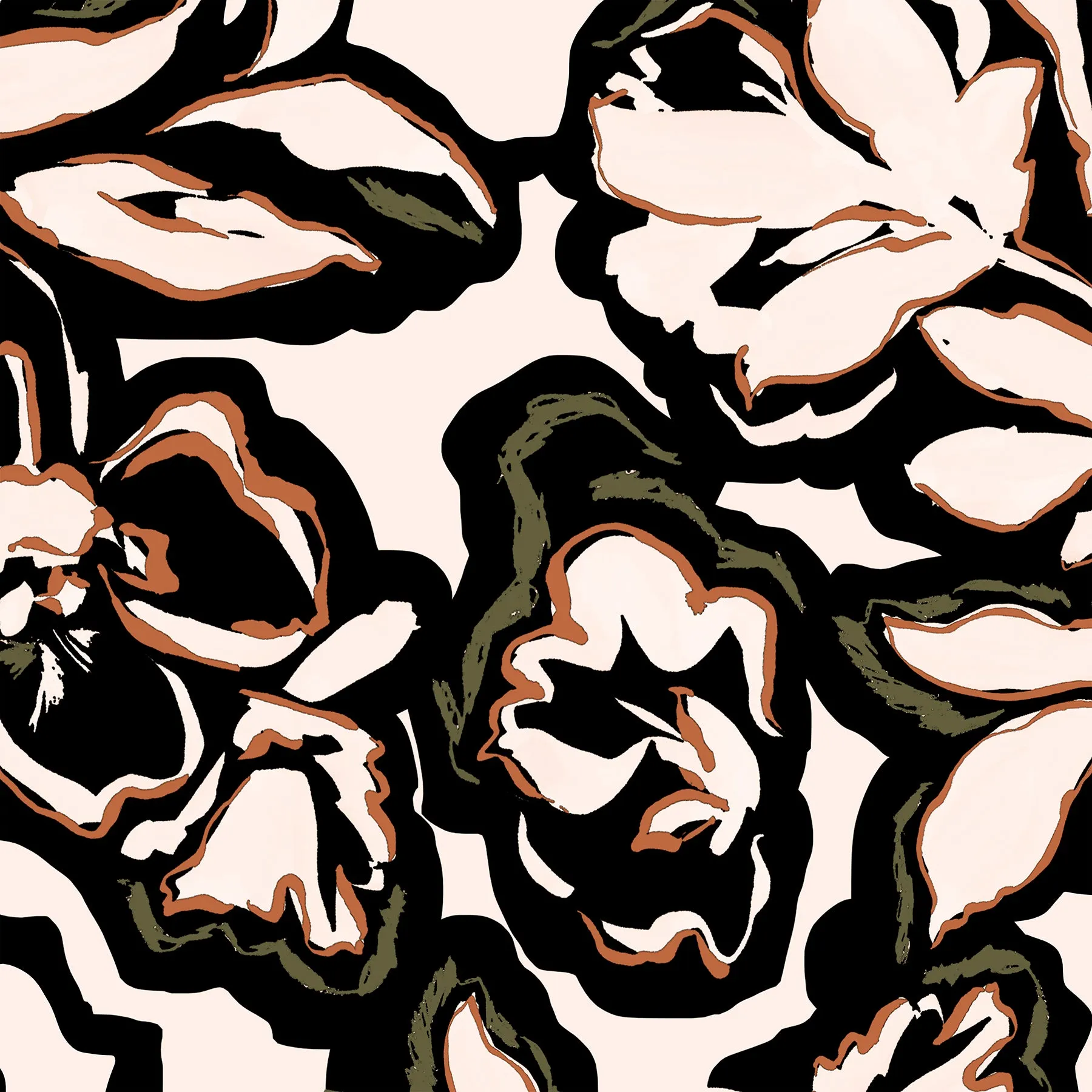 Cream & Black Floral Long Sleeve Sun Shirt