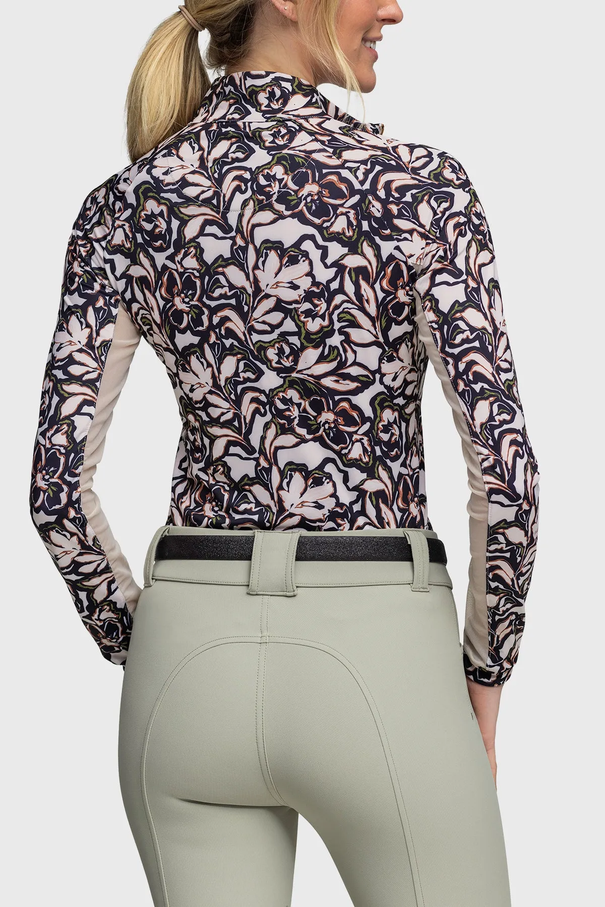 Cream & Black Floral Long Sleeve Sun Shirt