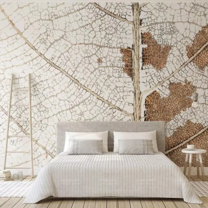 Custom Wallpaper Retro Style Mural Leaf Vein (㎡)
