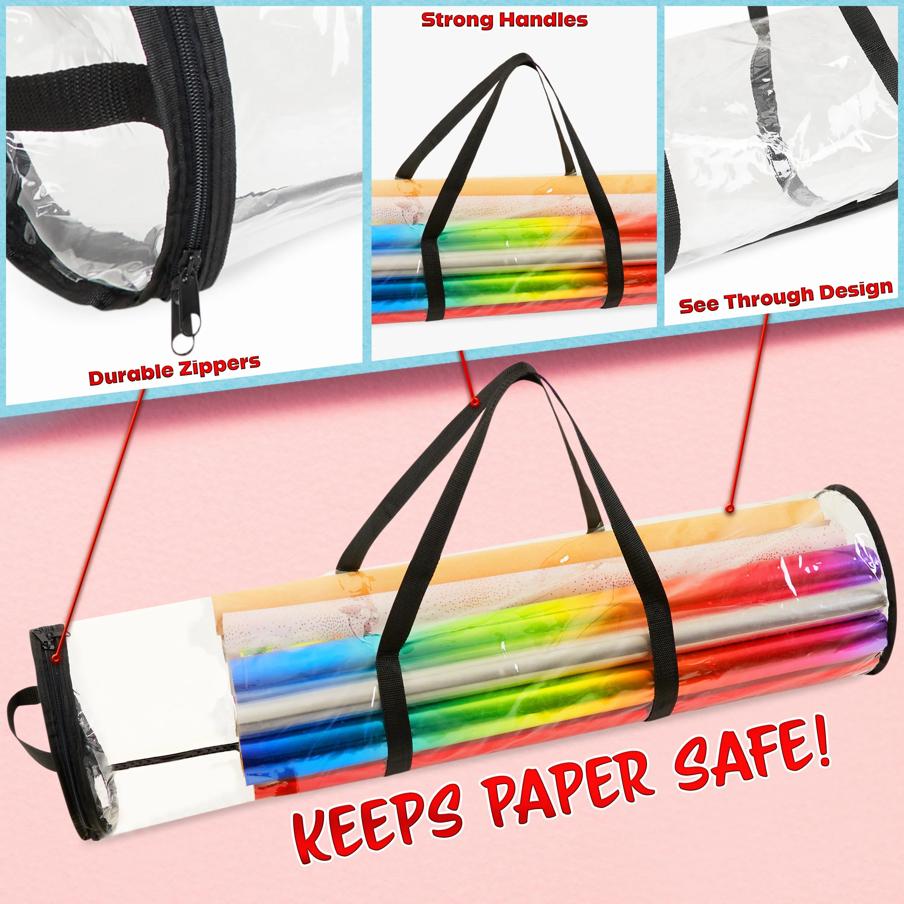 DECO EXPRESS Christmas Wrapping Paper Storage Bag - Clear 100 cm
