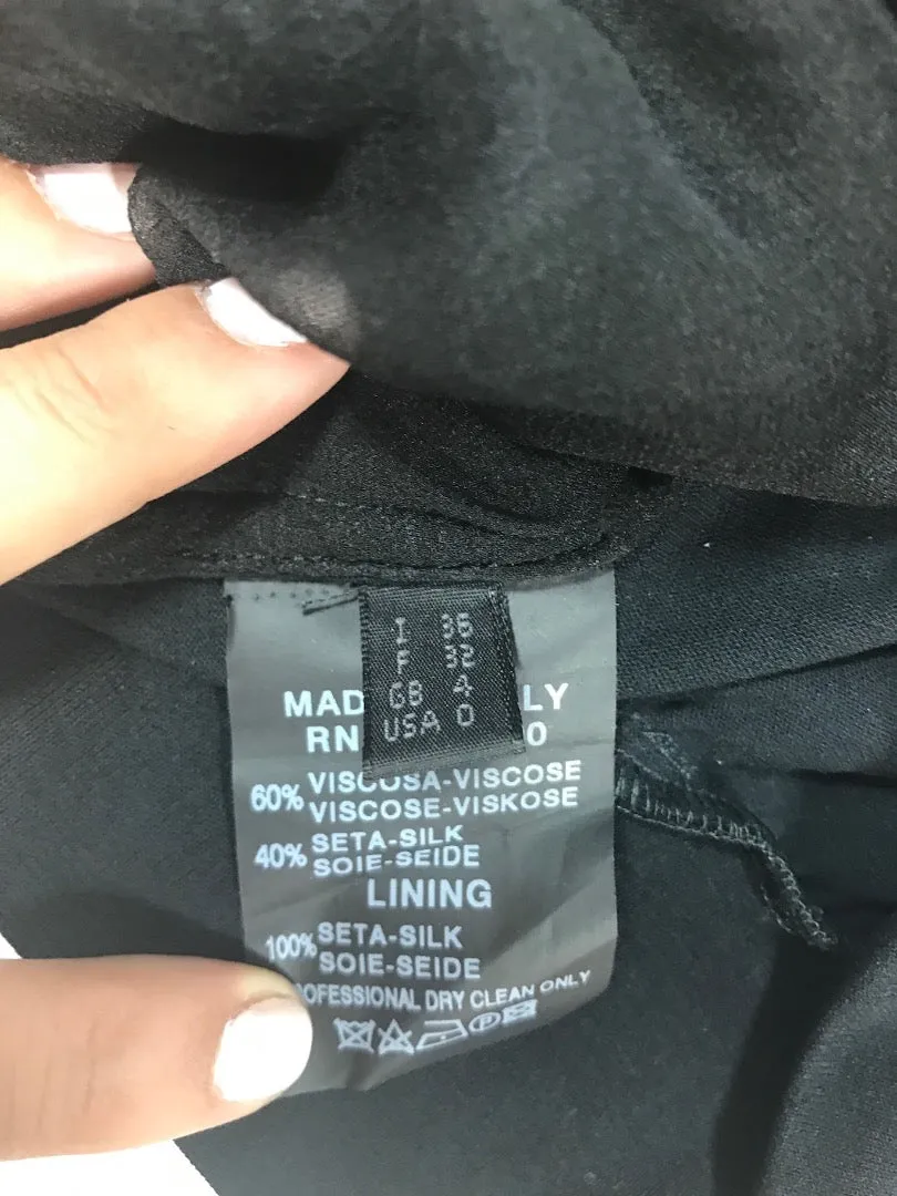 DEREK LAM Viscose and Silk Black Geometric Top Size 0
