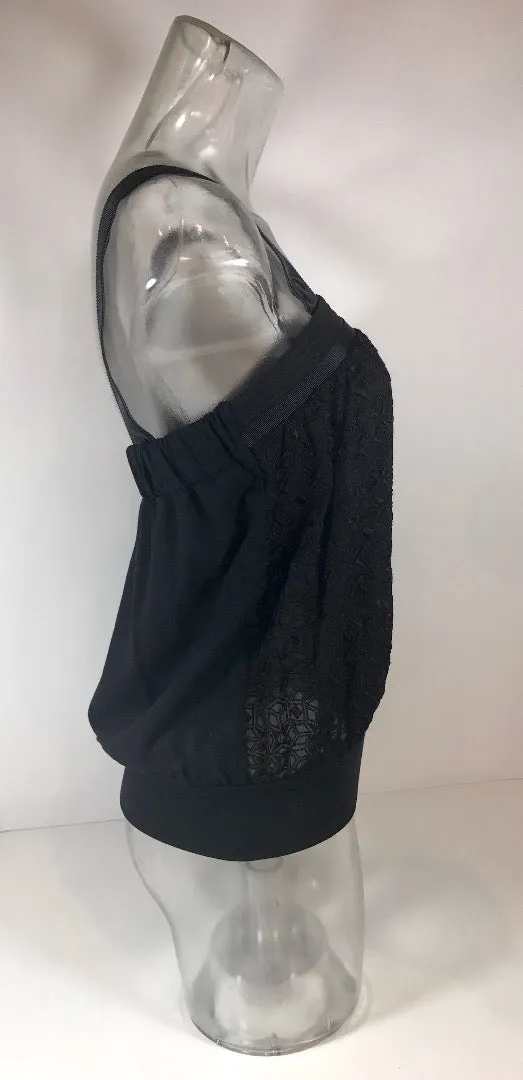 DEREK LAM Viscose and Silk Black Geometric Top Size 0