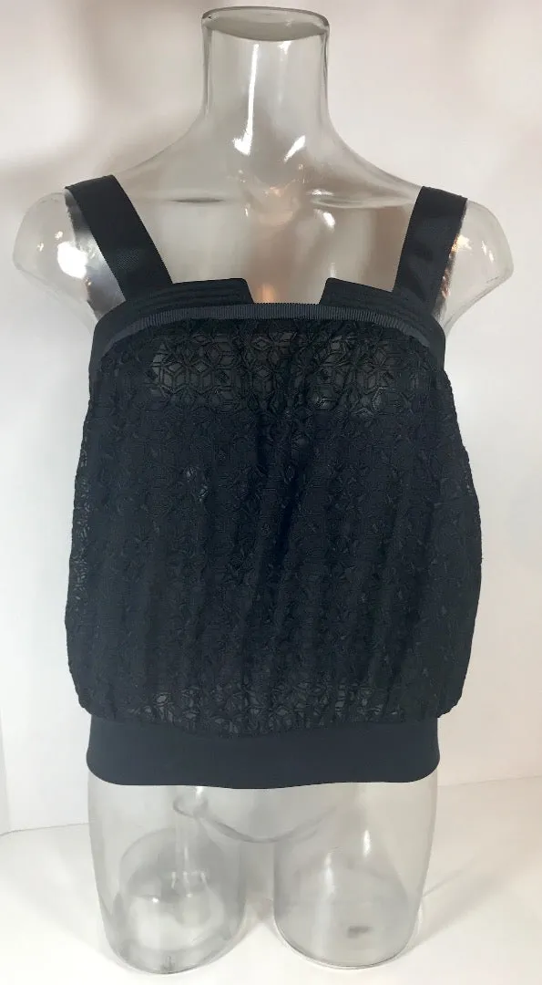 DEREK LAM Viscose and Silk Black Geometric Top Size 0