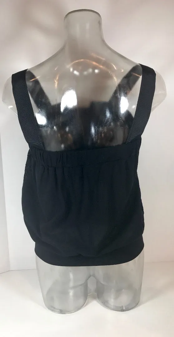 DEREK LAM Viscose and Silk Black Geometric Top Size 0