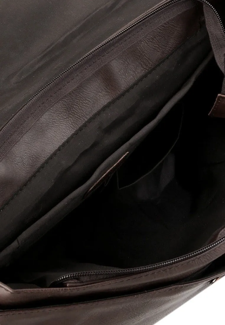 Distressed Leather Nomad Messenger Bag - Dark Brown
