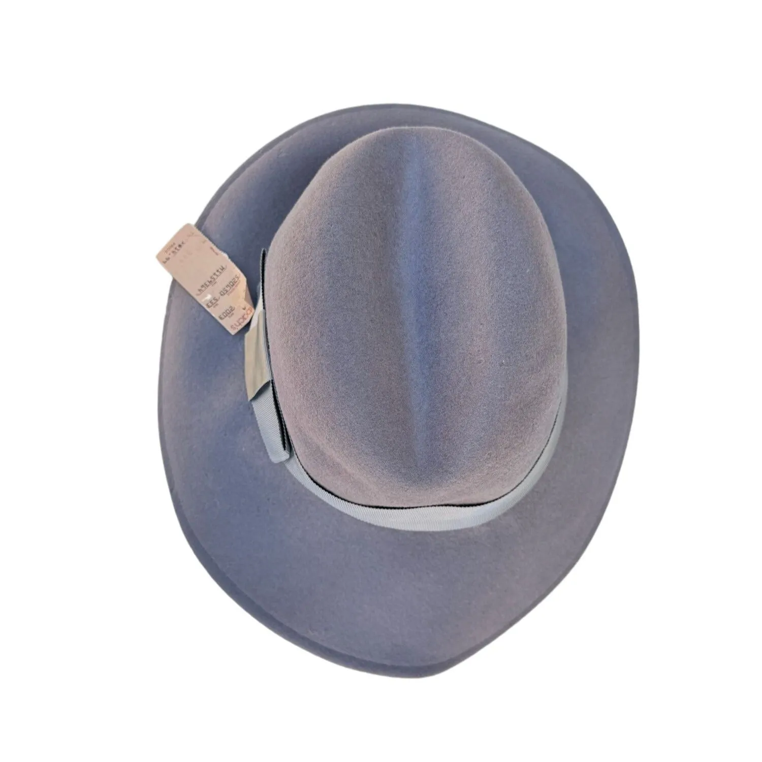 Doeskin Felt Vintage Gray Wool Ribbon Wide Brim Geo W Bollman Hat Co 6 7/8 - S