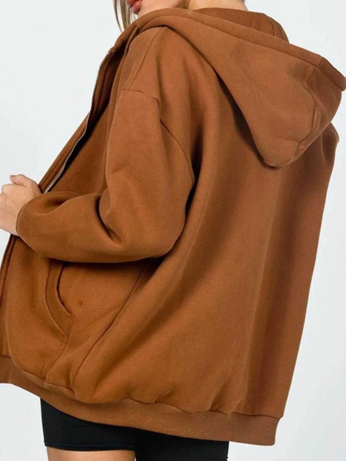 Drawstring Hoodie - Casual Zip-Up with Pocketed Design