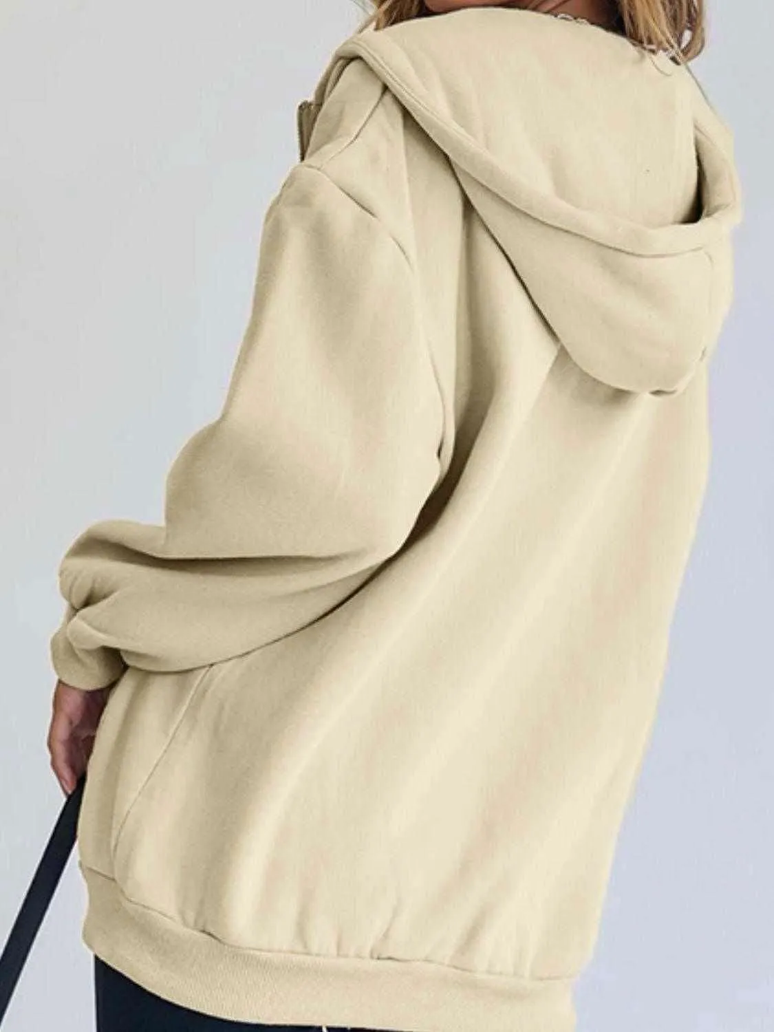 Drawstring Hoodie - Casual Zip-Up with Pocketed Design