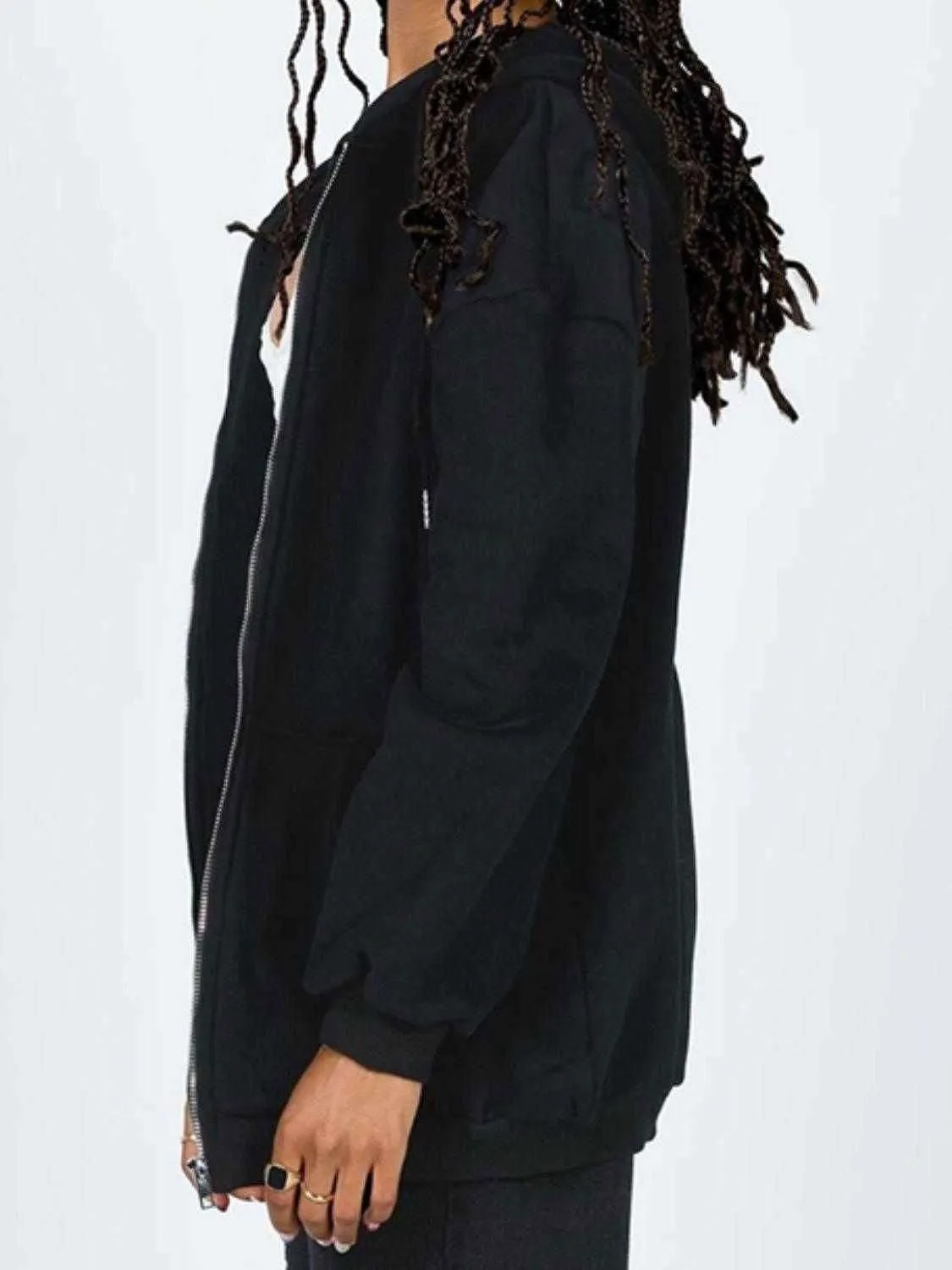 Drawstring Hoodie - Casual Zip-Up with Pocketed Design