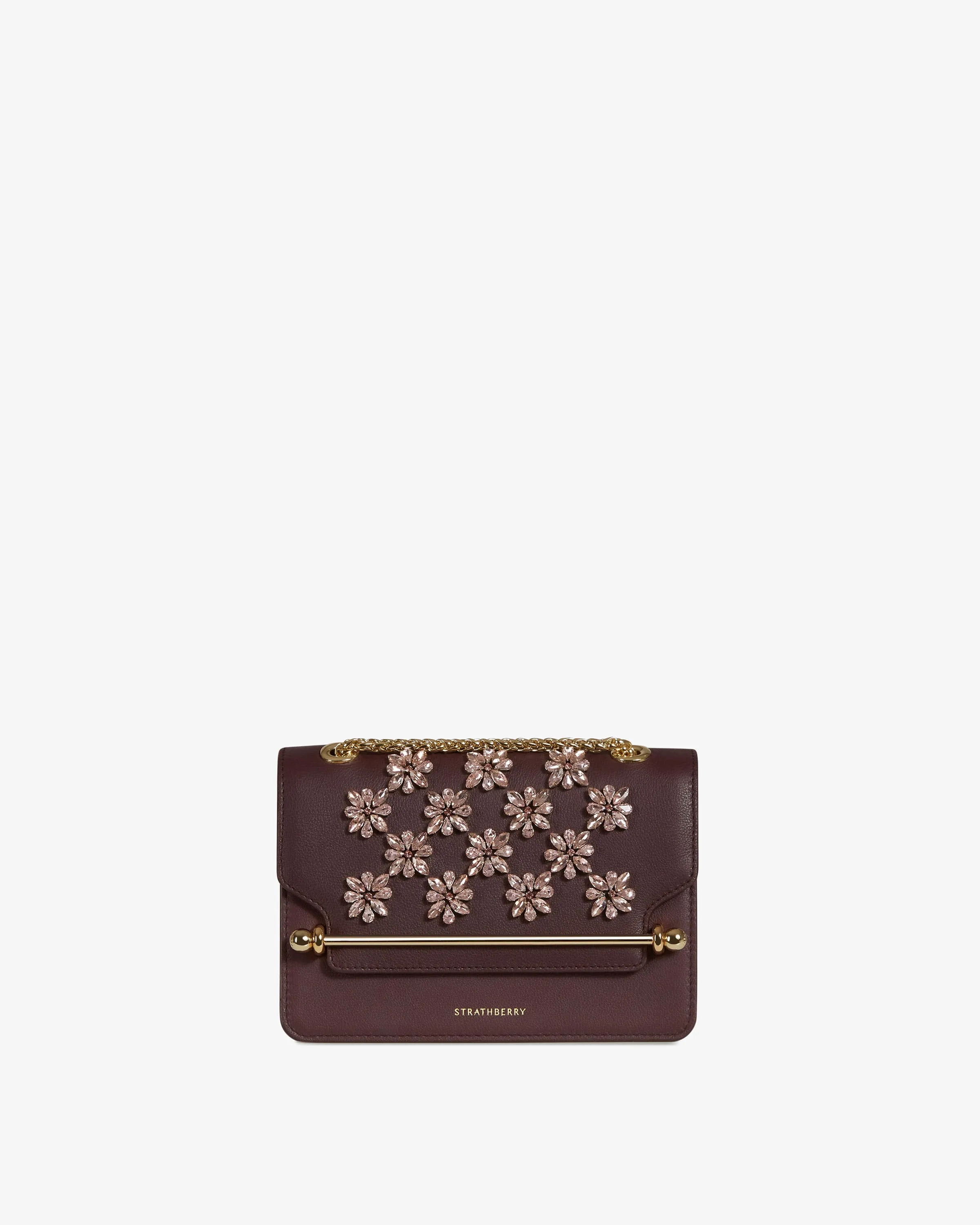 East/West Mini - Floral Beading Embroidery Burgundy