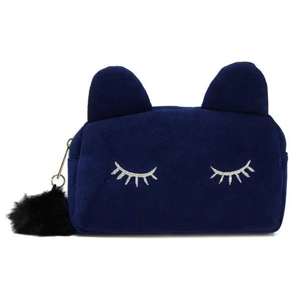 elvesmall Women Cartoon Cute Cat Face Tote Bag Holding Imitation Velvet Purse