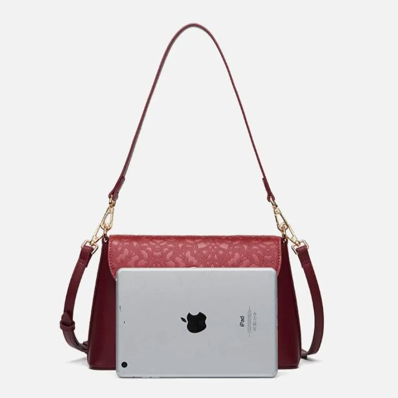Embossing Leather Red Shoulder Bag Wedding Handbag