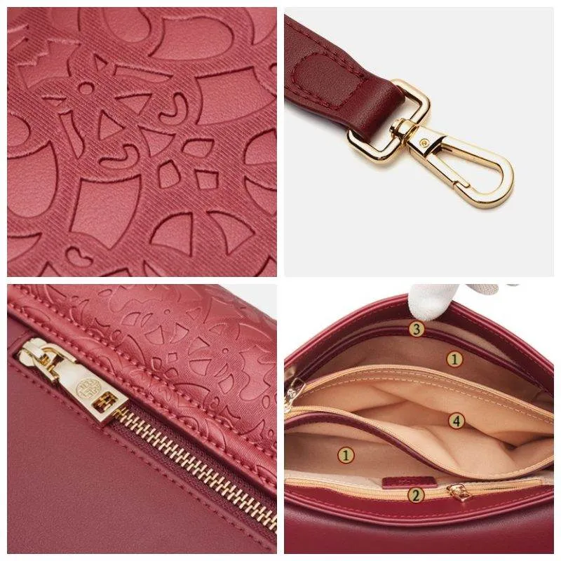 Embossing Leather Red Shoulder Bag Wedding Handbag