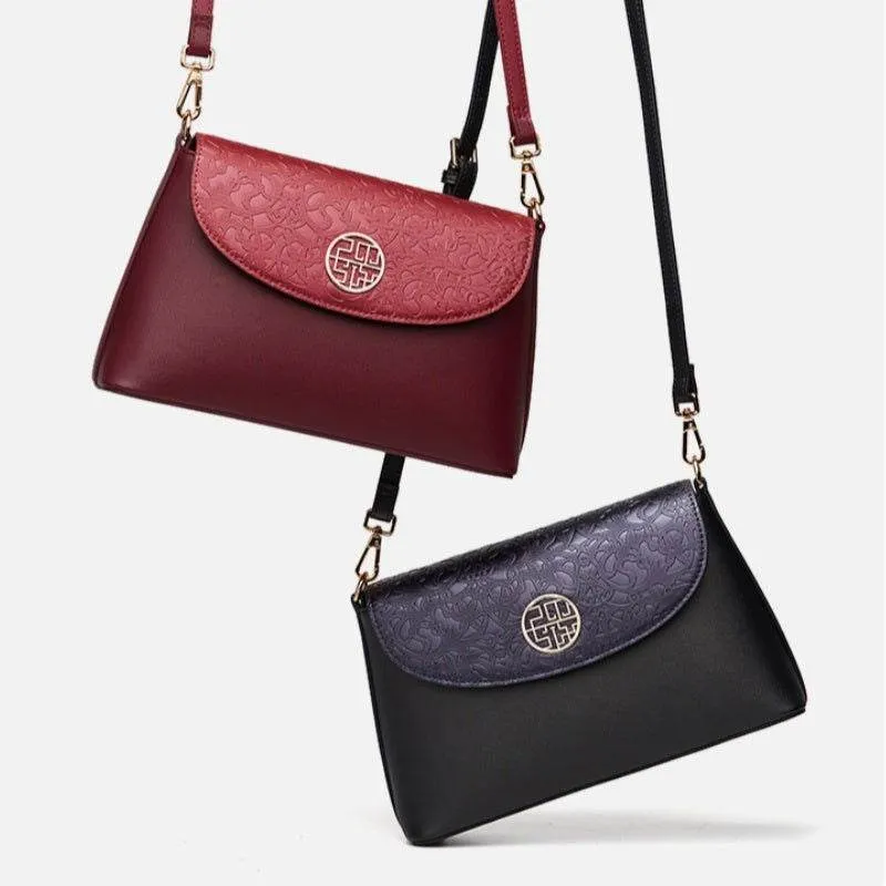 Embossing Leather Red Shoulder Bag Wedding Handbag