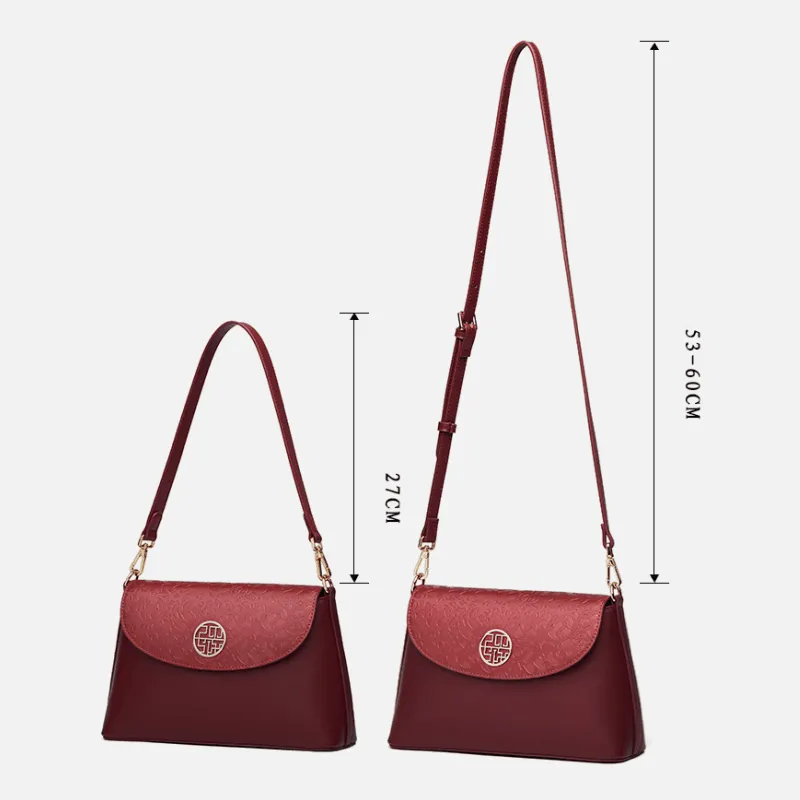 Embossing Leather Red Shoulder Bag Wedding Handbag