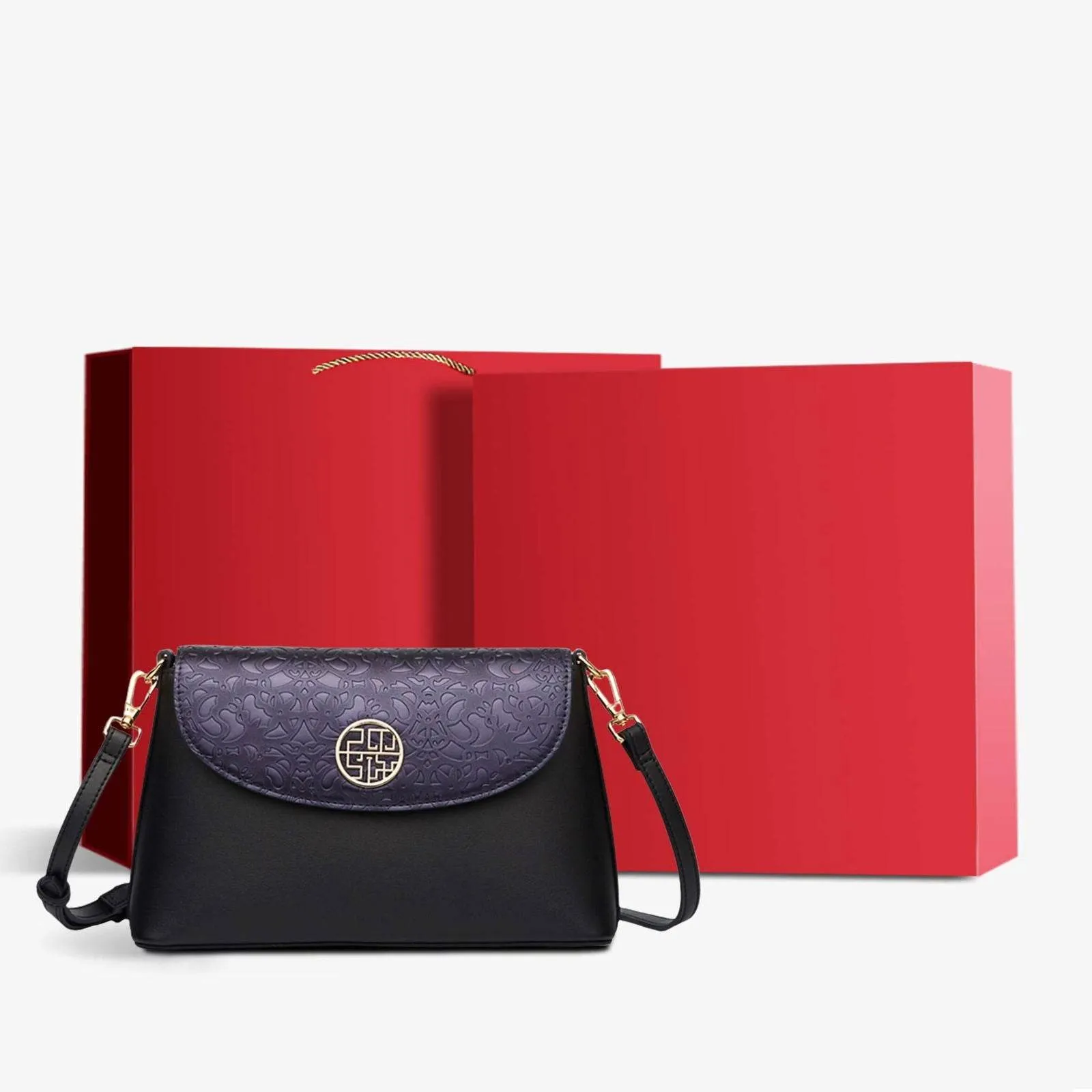 Embossing Leather Red Shoulder Bag Wedding Handbag