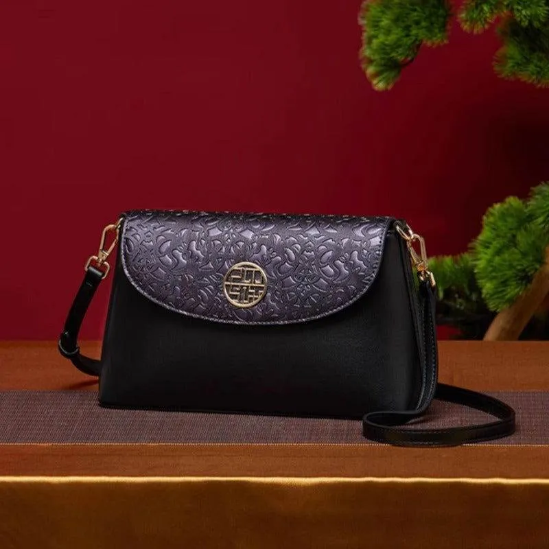 Embossing Leather Red Shoulder Bag Wedding Handbag