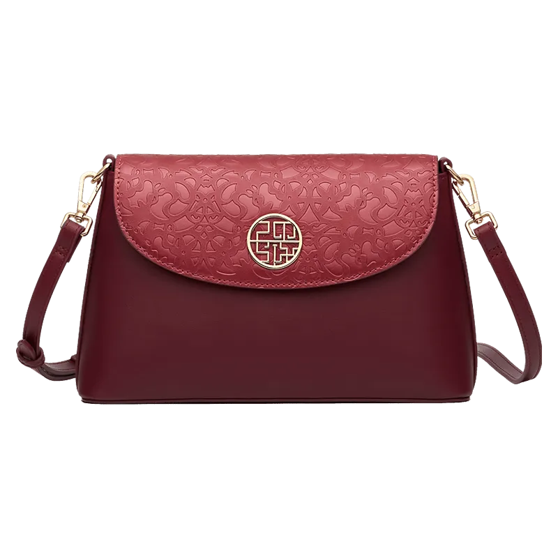 Embossing Leather Red Shoulder Bag Wedding Handbag