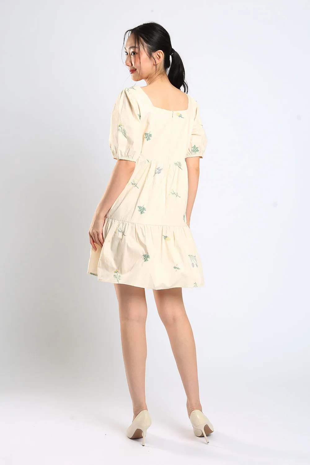 Erena Embroidered Dress in Apricot