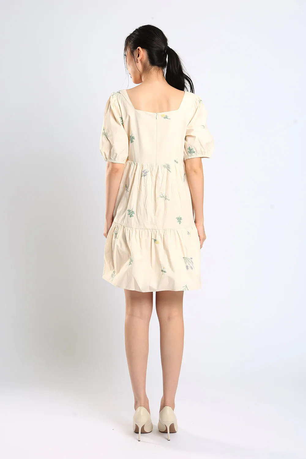 Erena Embroidered Dress in Apricot