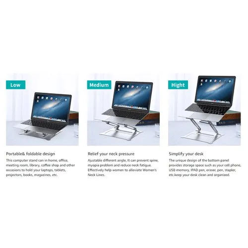 Ergonomic Laptop Stand Riser with Heat Vent Angle and Height