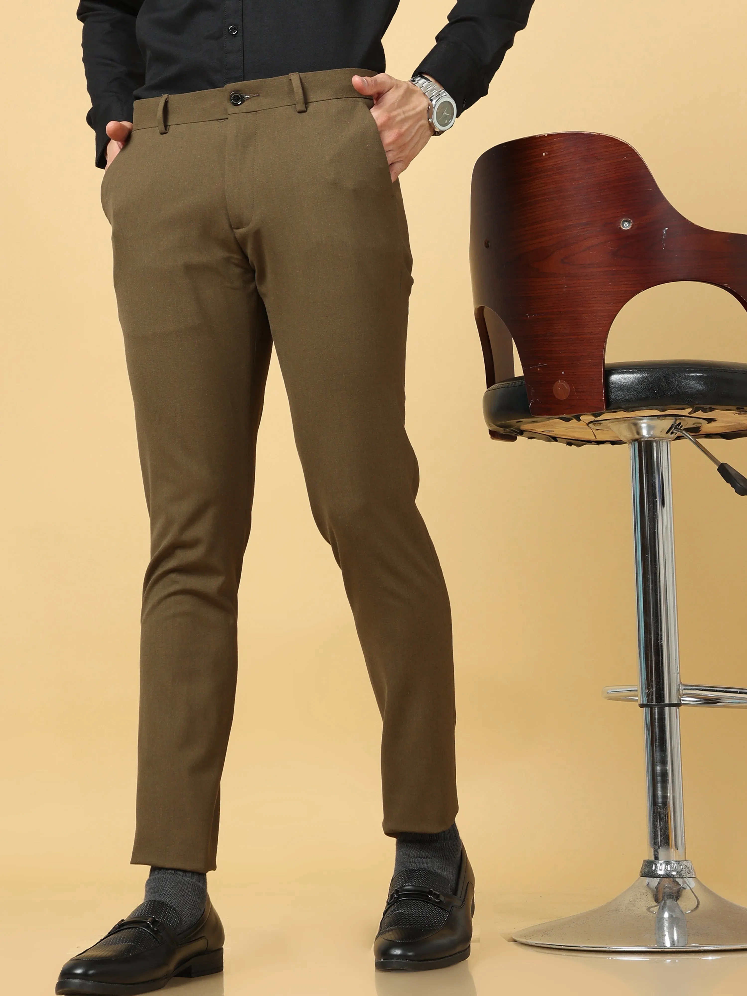 Essential Dark Olive Sleek Formal Trouser