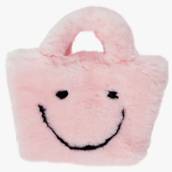 Faux Fur Fuzzy Smiley Face Purses For Kids