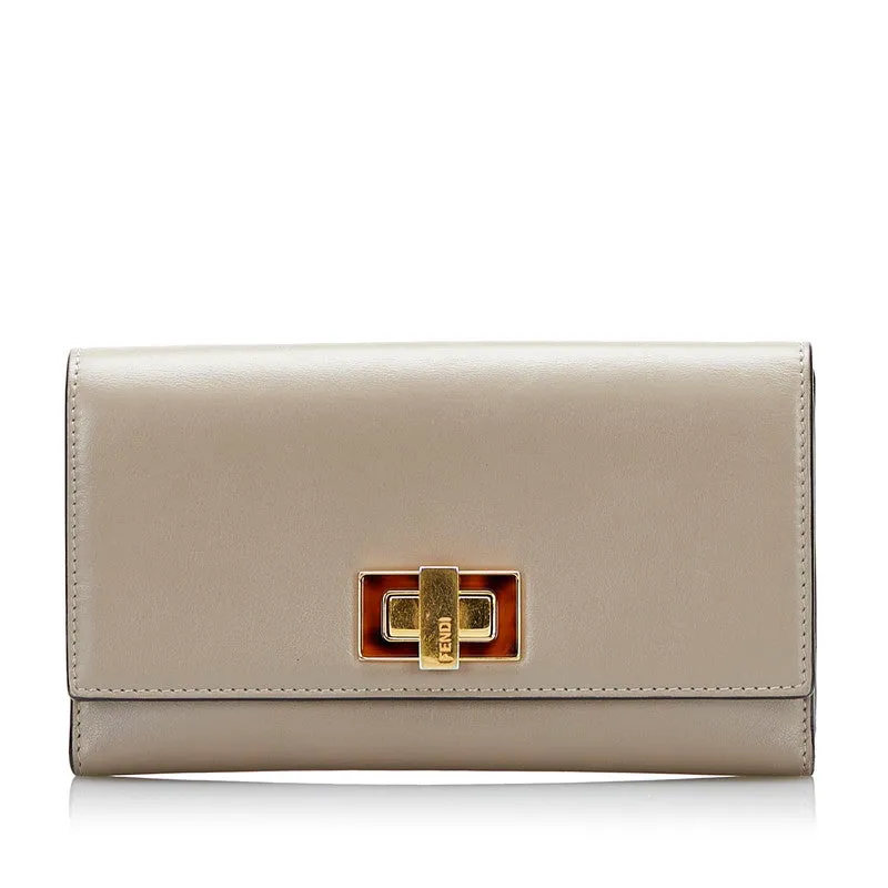 Fendi Leather Peekaboo Flap Wallet - '10s