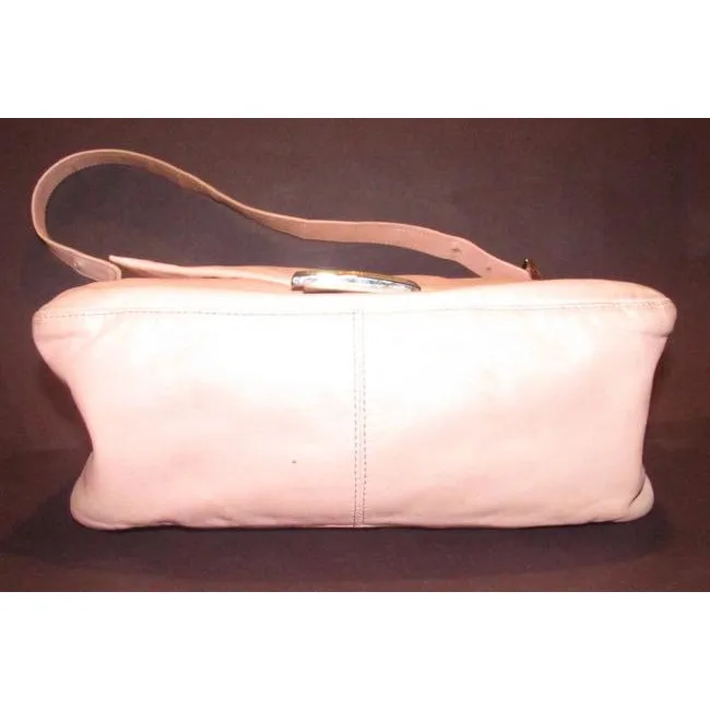 Fendi Mamma Pink Lambskin Baguette w Yellow Enamel FF Clasp