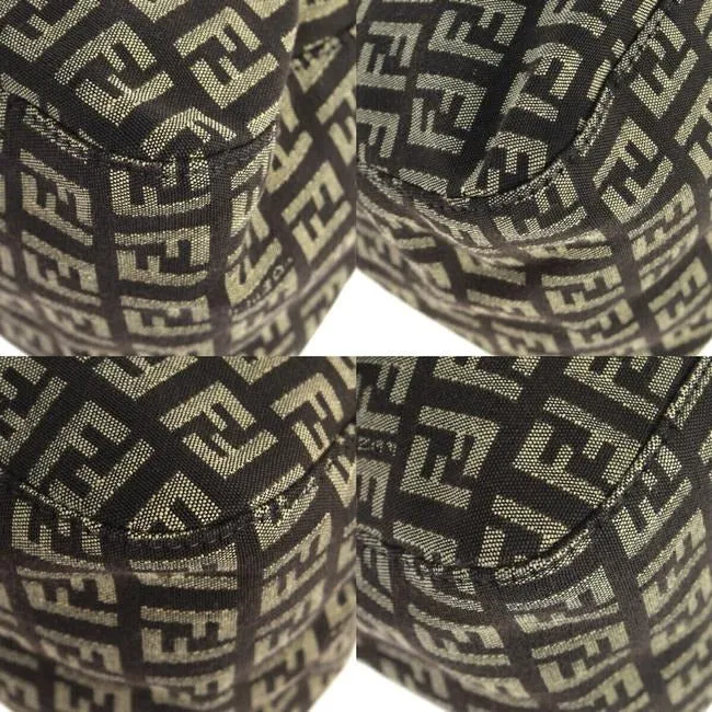 Fendi Mamma Zucco Envelope Top Black W Silver Zucchino Print Canvas And Leather Shoulder Bag