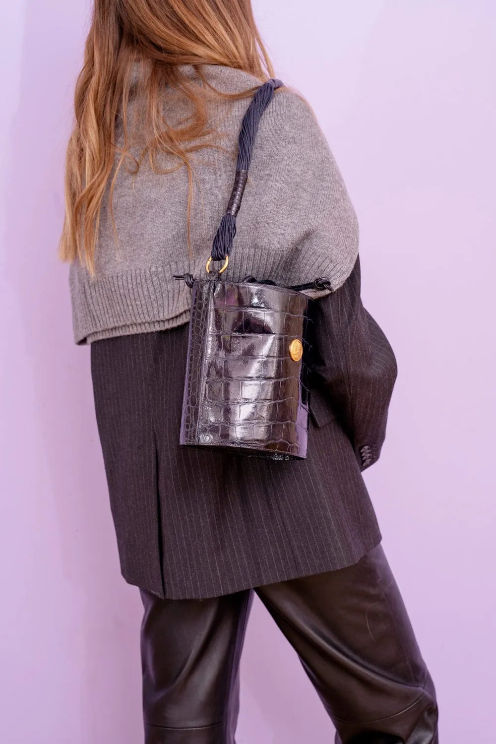Fendi Vintage Moc Croc Bucket Bag - AWL2605