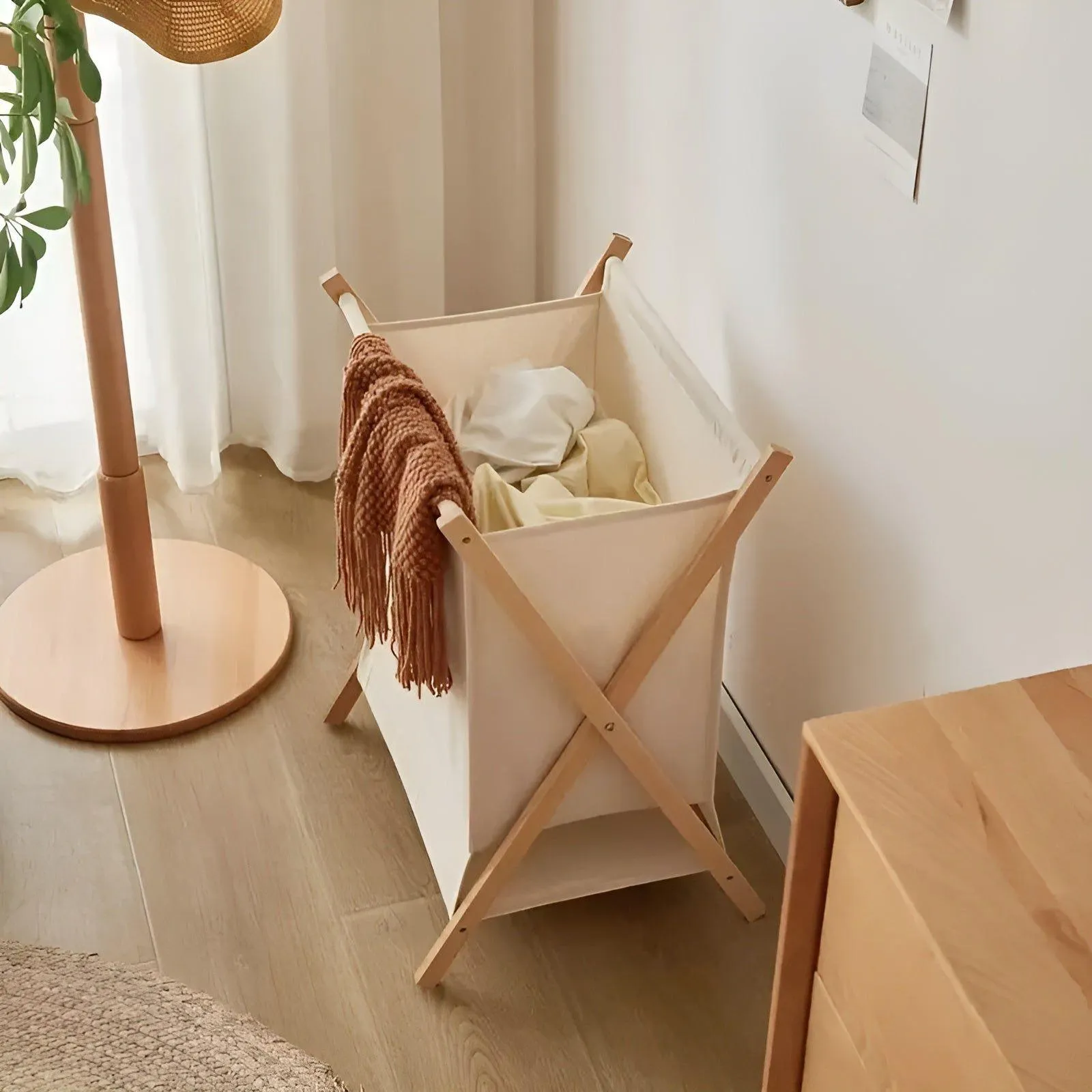 FlexiWood Korb - Faltbarer Wäschekorb aus Holz
